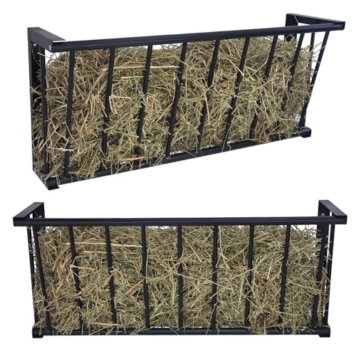 2Pcs Wall Mount Hay Rack, 40'' Long Livestock Hay Feeder with 25 Gallon Capacity, Carbon Steel Hay Feeder for Sheep, Goats, Horses, Indoor Outdoor Uses - size: 25INCH(2PCS)