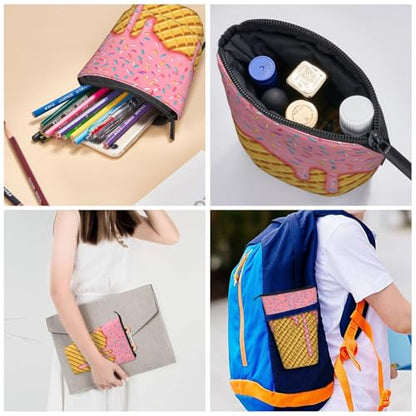 Ice Cream Kids Standing Pencil Case Girls Boys Telescopic Stationary Pouch with Zipper Large Capacity Stand up Pen Bag Portable Makeup Holder for Children School Students Office Supplies - color: Ice cream