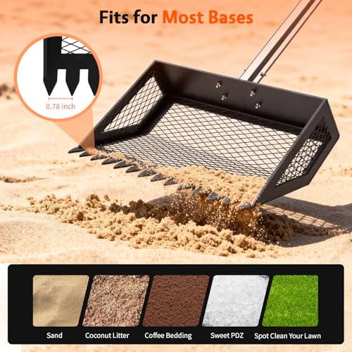 VavoPaw Chicken Poop Scooper, 35–75'' Adjustable Chicken Coop Scoop with Ergonomic Handle, 2-in-1 Scoop Shovel & Poop Rake for Easy Waste Cleaning, Metal Pooper Scooper for Henhouse, Sand, Cattle Shed