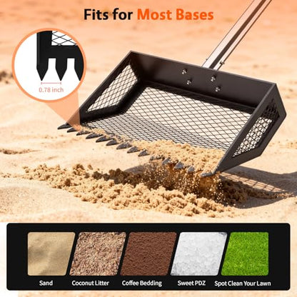 VavoPaw Chicken Poop Scooper, 35–75'' Adjustable Chicken Coop Scoop with Ergonomic Handle, 2-in-1 Scoop Shovel & Poop Rake for Easy Waste Cleaning, Metal Pooper Scooper for Henhouse, Sand, Cattle Shed