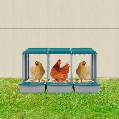 Chicken Nesting Box, 3 Compartments Laying Boxes for Hens, Nest Box for Chicken Duck Poultry Coop, Wall Mount Chickens Roosting Boxes, Protect Collect Egg (Green) - color: Green