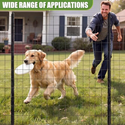 2 Roll 25 ft 50 ft in Total Black Metal Galvanized Welded Wire Fence Garden Animal Fencing Outdoor PVC Coated Wire Mesh for Yard Vegetable Plant Protection Poultry Netting for Chicken, Dog