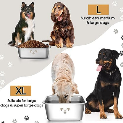 Sweetude 4 Pcs Stainless Steel Dog Bowls Bulk High Capacity Metal Dogs Food and Water Bowls for Large Dogs Pets(Silver,1.25 Gallon) - color: silver, size: 1.25 Gallon