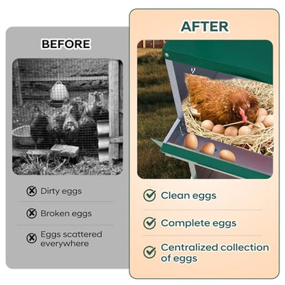 GarveeLife Chicken Nesting Box, 6 Compartments Nesting Box for Chickens, Two-Tier Galvanized Steel Chicken Egg Laying Box with Large Vented Holes Wall Mounting for Easy Egg Collection - color: Green | 6 Compartments