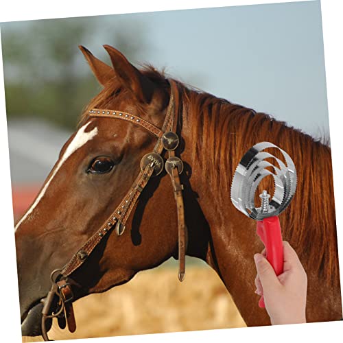 LIOOBO 2Pcs Stainless Steel Horse Grooming Brush Set Double-Sided Shedding Comb for Livestock Effective Hair Removal Tool Grip Random Color