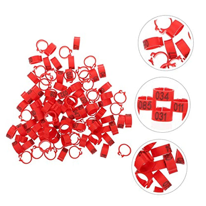 100pcs Pigeon Foot Rings Durable Leg Bands for Racing Pigeons Parakeets and Other Birds Bright Colors for Easy Identification - color: Red