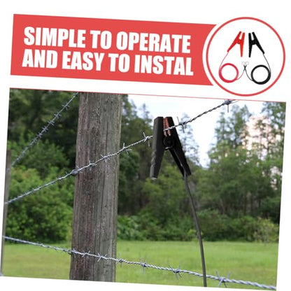 Happyyami 2pcs Fence Connector Cable Electric Goat Fence Kit Jump Leads Cable Wire for Fencing System Red Black Weatherproof