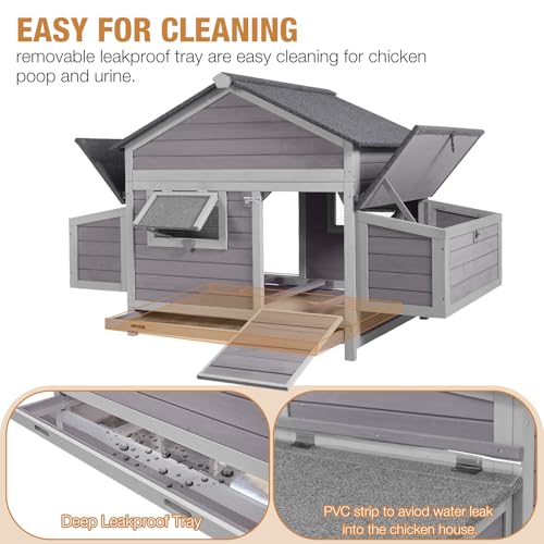 Large Chicken Coop for Outdoor- Poultry Cage with Two Nesting Boxes, and Asphalt Waterproof Roof