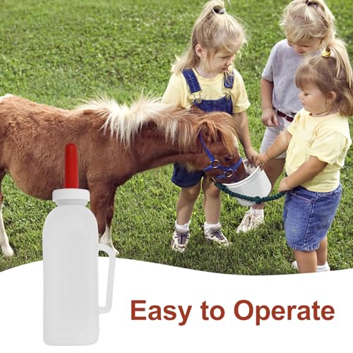 SUPVOX 2 Quart Calf Milk Feeding Bottle - Nursing Nurser with Handle & Rubber Nipple - 2l Long-spout Livestock Supply for Calves, Lambs & Goats - Farm Animal Feeder