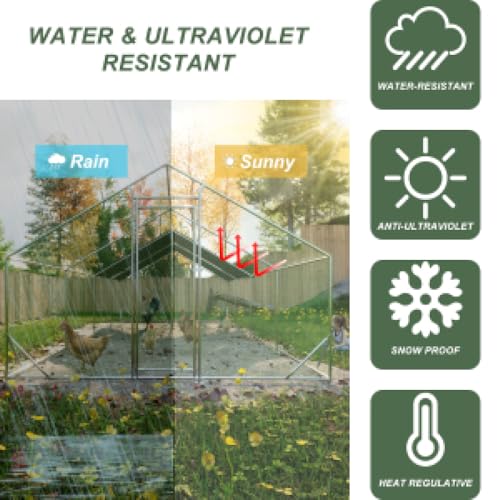 Sturdy Walk-in Chicken Run with Galvanized Steel Frame and PVC-Coated Hexagonal Wire Mesh, UV-Resistant Waterproof Cover for Outdoor Poultry Enclosure (3x8m) - color: 3x8m