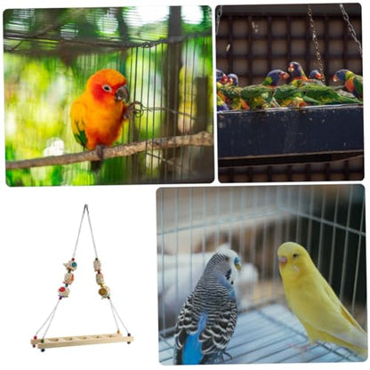 ORFOFE Natural Wood Chicken Ladder Swing Bird Toy for Chickens Parrot Swing Biting Toy Bird Perch Toy