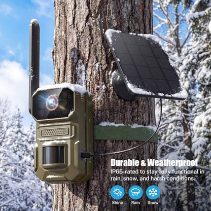 ClipBlur 4G LTE Cellular Trail Camera, Hunting Game Camera Wireless Outdoor | Solar-Powered, IR Night Vision, Motion Detection, IP66 Waterproof, SIM Card Included, 1080P, for Farms, Wildlife Monitoring