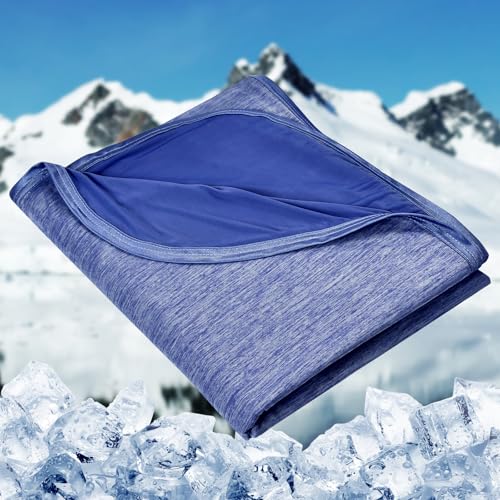 HOMFINE Cooling Blankets for Hot Sleepers - Summer Blanket Thin Lightweight Breathable Soft Double Side Enhanced Cooling for Bed Couch Sofa, Keep Cool for Night Sweats (Dark Blue, 90 x 90 inches) - color: Dark Blue, size: Queen (90"x90")
