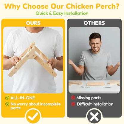 Innoland Chick Perch Foldable, Perch for Chicks Stable & No Assemble, Chick Roosting Perch for Stand Training, 11.02" × 9.84" × 6.10" Baby Chick Toys for Chicken Brooder | Coop (M) - size: 11.02" × 9.84" × 6.10"