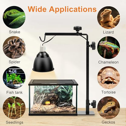 Simple Deluxe Reptile Lamp Stand Adjustable 14-26 inch Metal Bracket Floor Light Holder for Reptile Glass Terrarium Heating Light, Amphibian and Aquarium Tank - style: Lamp Stand S, New