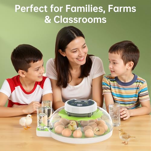 8 Egg Incubator with Automatic Egg Turning, Temperature & Humidity Control, Egg Candler, Mini Digital Incubator for Hatching Chicken Duck Quail Goose Bird – Home & Classroom Use - size: 8 Egg