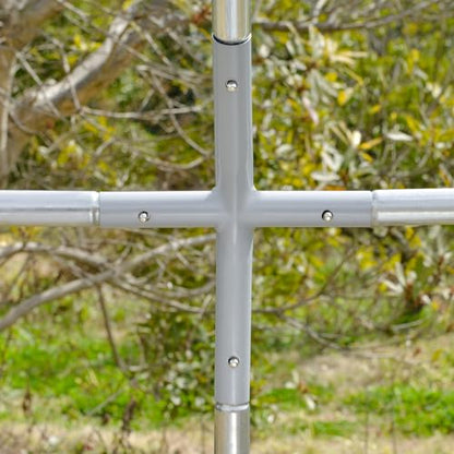 PawHut 9.2' x 24.9' x 6.5' Large Chicken Coop Metal Chicken Run with 210D Waterproof and Anti-UV Cover, Dome Shaped Walk in Fence Cage Hen House for Outdoor and Yard Farm Use, 1" Tube Diameter - size: 299.2"L x 110.2"W x 77.6"H