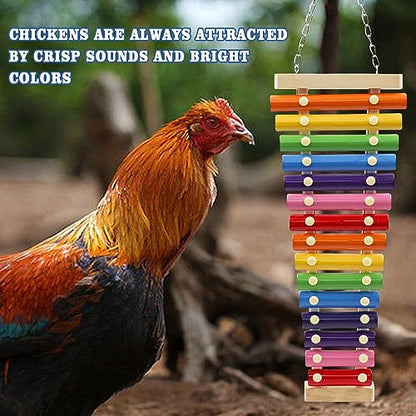 Dnoifne Large Colorful Chicken Xylophone Toy, Hanging Funny Xylophone Toy with 15 Metal Keys, Cage Toy Accessories for Chicken Chick Bird Parrot Parrot Parakeet Budgies Love Birds