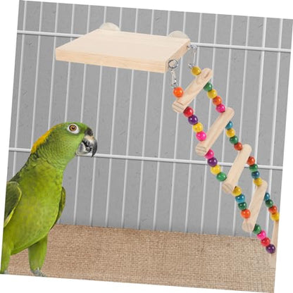 Happyyami Bird Ladder Toy for Birds Parrot Perch Platform and Step Ladder for Parakeets Cockatiels Lovebirds Promotes Exercise and Beak Health Easy to Install - size: 30x10cm