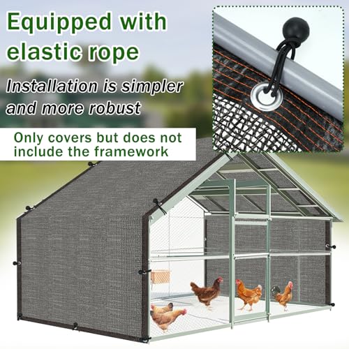 19.7 * 6.6 FT Chicken Coop Cover UV 90% Shade Cloth Kit for Block Summer Sun Protection Cages Cover - Extra Length Shade Netting for Full Roof Coops, Outdoor Garden Patio Yard Plants Chicken Run Pen