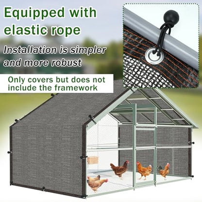 19.7 * 6.6 FT Chicken Coop Cover UV 90% Shade Cloth Kit for Block Summer Sun Protection Cages Cover - Extra Length Shade Netting for Full Roof Coops, Outdoor Garden Patio Yard Plants Chicken Run Pen
