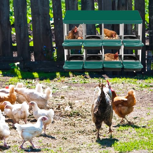 8 Hole Chicken Nesting Box, Roll-Away Egg Collection System with Ventilation Holes，Rustproof Plastic Tray & Keyhole Mounting, Chicken Laying Box for Hen & Duck, Green - color: Green, size: 8 Compartment