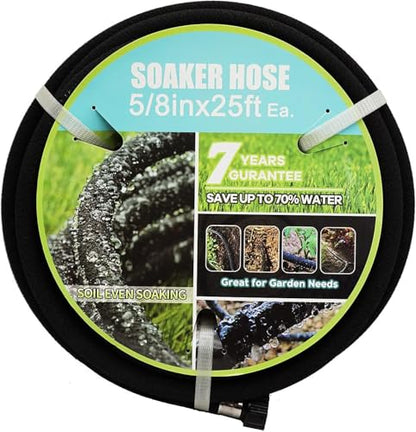 Soaker Hose 5/8" 25ft Rubber Garden Soaker Hoses, Water Seeper Round Drip Hose, Heavy Duty Drip Irrigation Hose For Vegetable, Lawn, Plants and Trees Watering - size: 5/8inch 25ft