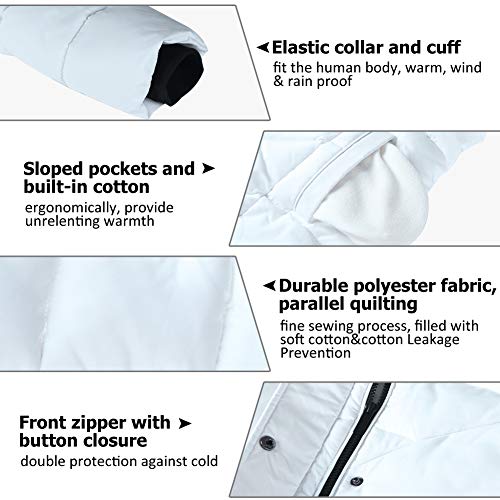 BINACL Women's Winter Warm Thicken Long Outwear Pockets Coat Parka Jacket XS-3XL - color: White, size: Small
