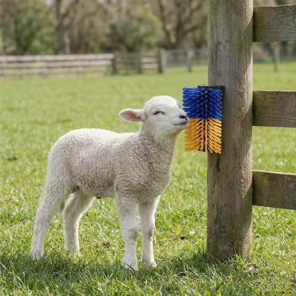 Pig Grooming and Scratch Brush 2-in-1, Pet Toys for Pig Cattle Horse Goat Sheep Stress and Boredom Relief, Livestock Scratching Brush for Installation On Trees, Fences, Wooden Stakes, and Pigsties