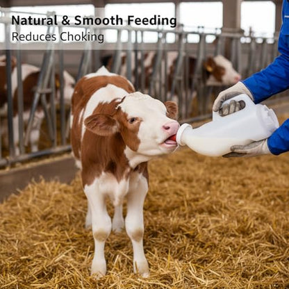 Calf Bottle 2L Horizontal Calf Bottles and Nipples with Large Capacity & 2 Soft Silicone Nipple for Safe Feeding