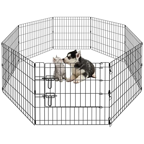 Peekaboo Dog Playpen 24 Inch, 8 Panel Foldable Pet Fence, Black | Sturdy Metal Pet Fence,Quick Folding Setup,Indoor and Outdoor Use,Climate Pledge Friendly Choice - style: Only playpen