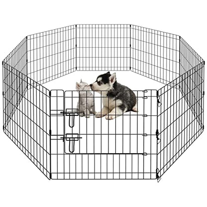 Peekaboo Dog Playpen 24 Inch, 8 Panel Foldable Pet Fence, Black | Sturdy Metal Pet Fence,Quick Folding Setup,Indoor and Outdoor Use,Climate Pledge Friendly Choice - style: Only playpen