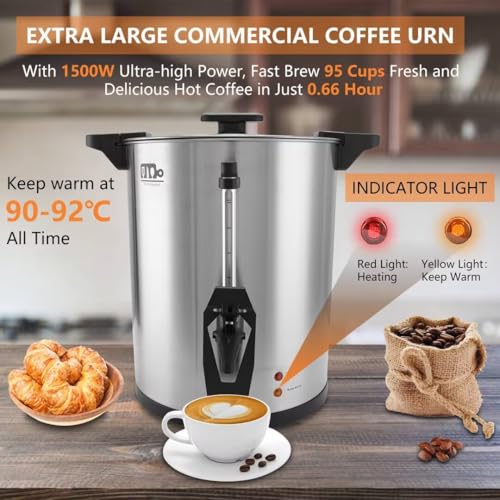 95 Cup 16L/4.23Gallon Commercial Coffee Urn, Festa Essential 1500W Large Percolate Coffee Maker, Hot Beverage dispenser With Double Dripless Faucet,Quick-Brewing Hot Water Urn for Catering,Home,Events - size: 16L-95Cups