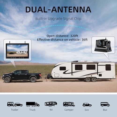 eRapta 4 Wireless Backup Camera Magnetic: 10.1" IPS Full-Size DVR Monitor, Install-Free RV Camera System with IR Night Vision, Built-in 9600mAh Battery for RV/Camper/Truck/Trailer/Tractor ACT104 - size: 10 inch-4 cameras