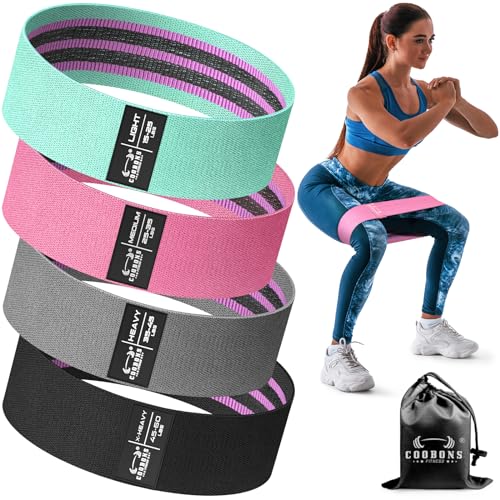 Fabric Resistance Bands for Working Out | Exercise Bands for Women and Men, Booty Bands for Legs and Glute, Yoga, Pilates, Rehab, Fitness and Home Workout - color: Black
