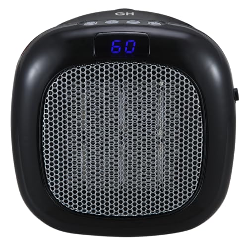 Good Housekeeping Wall-Mount Indoor Mini Space Heater w/ Thermostat & Remote, 750W, Black - color: Black