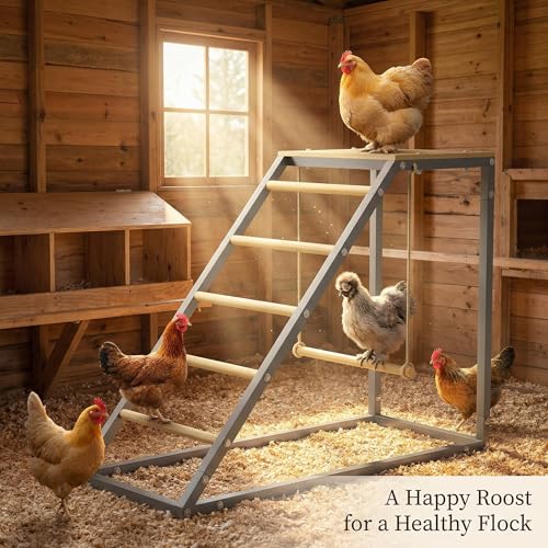 Chicken Roosting Bars, Chicken Perch with Swing, Backyard Poultry Farm, Chicken Coop Toys - Easy Installation & Cleaning, 37.6" l x 15.7" w x 27.5" h - size: 37.6"L x 15.7"W x 27.5"H