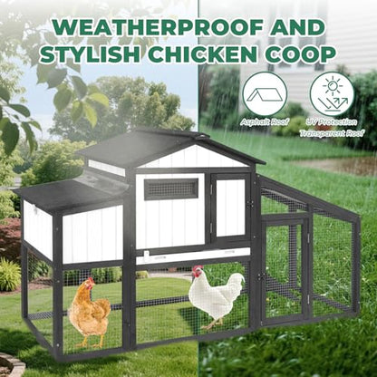 131" L Large Chicken Coop with Run, Wooden Chicken Hen House with 4 Nesting Box, UV-Resistant Roof, Pull Out Tray, Outdoor Rabbit Hutch Poultry Cage for Chickens Duck Bunny - color: 131"L Black