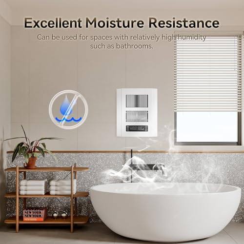 Electric Wall Heater for Indoor Use, 120V Wall Heater with Thermostat and Remote, 3 Heating Modes, 9H Timer, Child Lock, Overheat Protection, Suitable for Bathroom, 1500/750 Watt, Hardwired - color: White