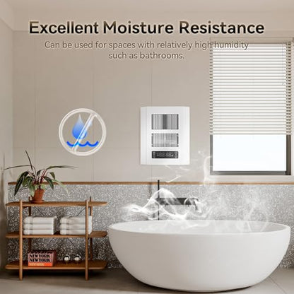 Electric Wall Heater for Indoor Use, 120V Wall Heater with Thermostat and Remote, 3 Heating Modes, 9H Timer, Child Lock, Overheat Protection, Suitable for Bathroom, 1500/750 Watt, Hardwired - color: White