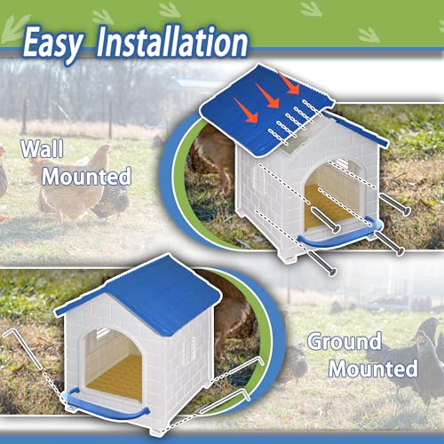 Chicken Nesting Box for Laying Eggs 1/2/3 Pack Large Easy to Assemble Hen Plastic Nesting Box with Washable Nesting Pad for Chicken Coop Wall or Ground Mounted (3 Pack) - size: 3 Pack