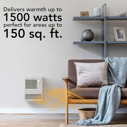 Broan-NuTone 9815WH High Capacity Wall Heater with Built-In Adjustable Thermostat, 1500W, 120/240V, White - style: 1500W