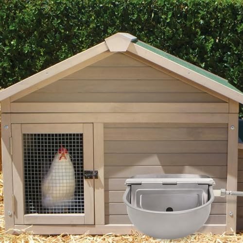 Stainless Steel Automatic Livestock Waterer Dog Waterer Bowl Upgraded Bottom Drain Hole with Water Hose (3/4'') and Float Valve and Two Expansion Screws, for Cattle Horse Goat Sheep Animals Pet