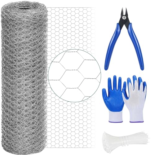 GlikCeil 24 in X 200 ft Chicken Wire Fencing Mesh, Metal Floral Chicken Wire for Floral Arrangements, 0.6 Inch Hexagonal Galvanized Poultry Netting for Garden, Coop Barrier, Duck Rabbit Cage(Silver) - color: Silver, size: 24 in X 200 ft