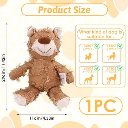 MAXBECK Dog Companion for Heavy Chewers- Indestructible Robust Bear Dog Toy, Resistant Squeaky Dog Toys for Heavy Chewers, Unbreakable Stuffed Plush Dog Toys for Aggressive Chewers (F-Oak+Purple) - color: F-Oak+Purple