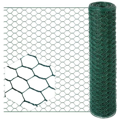 Chicken Wire for Floral Arrangements, 15.7x79in Green Mesh, 0.6in Hexagonal Galvanized PVC Coated Netting, Garden Fence for Crafts, Poultry, Plant Protection, DIY Projects