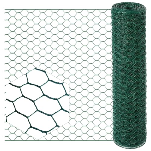 Chicken Wire for Floral Arrangements, 15.7x79in Green Mesh, 0.6in Hexagonal Galvanized PVC Coated Netting, Garden Fence for Crafts, Poultry, Plant Protection, DIY Projects