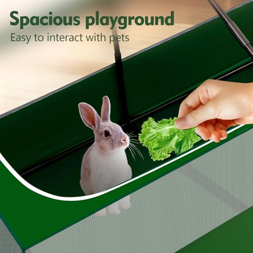 Small Animal Playpen,Rabbit Play Pen, Guinea Pig Cages for Indoor Outdoor,Portable Chicken Coop,Puppy Play Pen with Waterproof Floor for Guinea Pig,Chicken,Hamsters, Hedgehogs,Bunny, Green L - style: big