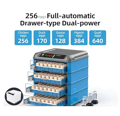 Automatic Egg Incubator For 256 Eggs - Digital Temperature & Humidity Control, 360° View Window, Auto Egg Turner- Commercial & Home Use For Chicken, Duck, Quail Eggs(256) - size: 256