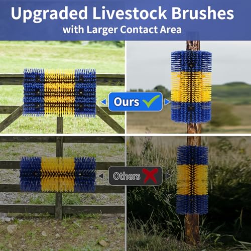 Livestock Scratching Brush, Upgraded Large Cattle Scratcher with 6 Screws, Horse Brushes for Grooming, Relieve Itching on the Back of Livestock, Cattle Supplies for Horse, Goat, Cow, Pig (XL Brush) - size: 1-PACK